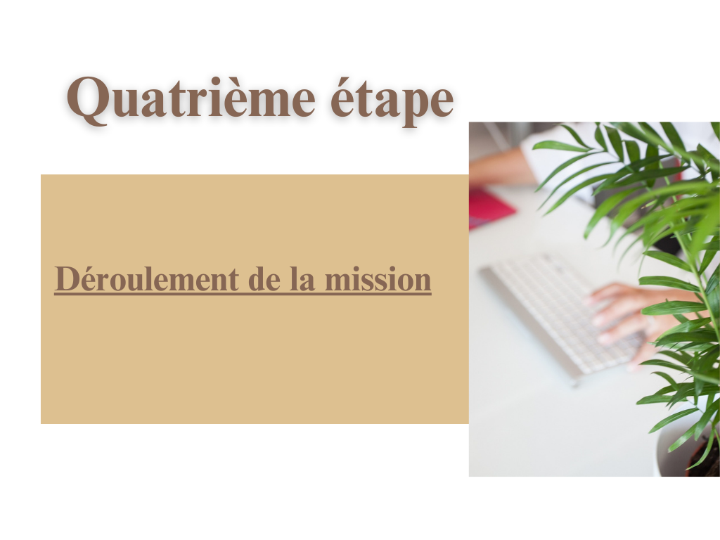 Quatrième étape : exécution de la mission